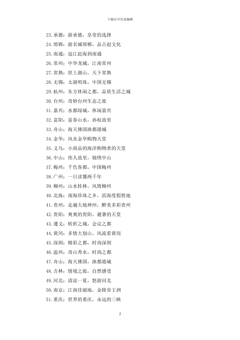 全国城市宣传口号_第2页