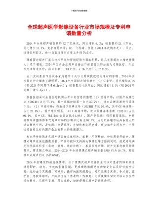 全球超声医学影像设备行业市场规模及专利申请数量分析