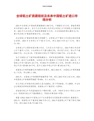 全球铝土矿资源现状及未来中国铝土矿进口市场分析