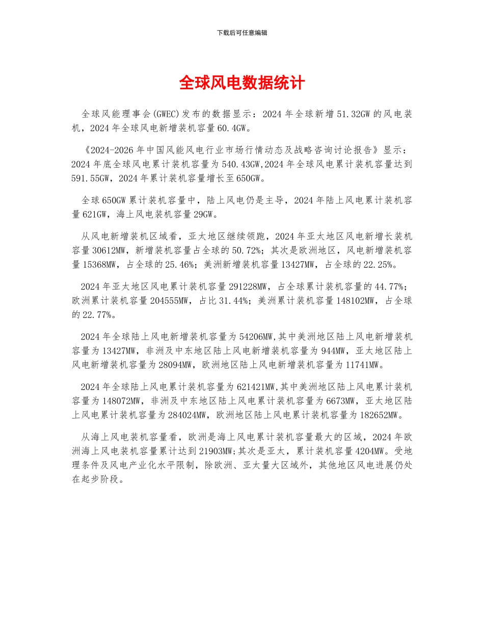 全球风电数据统计_第1页