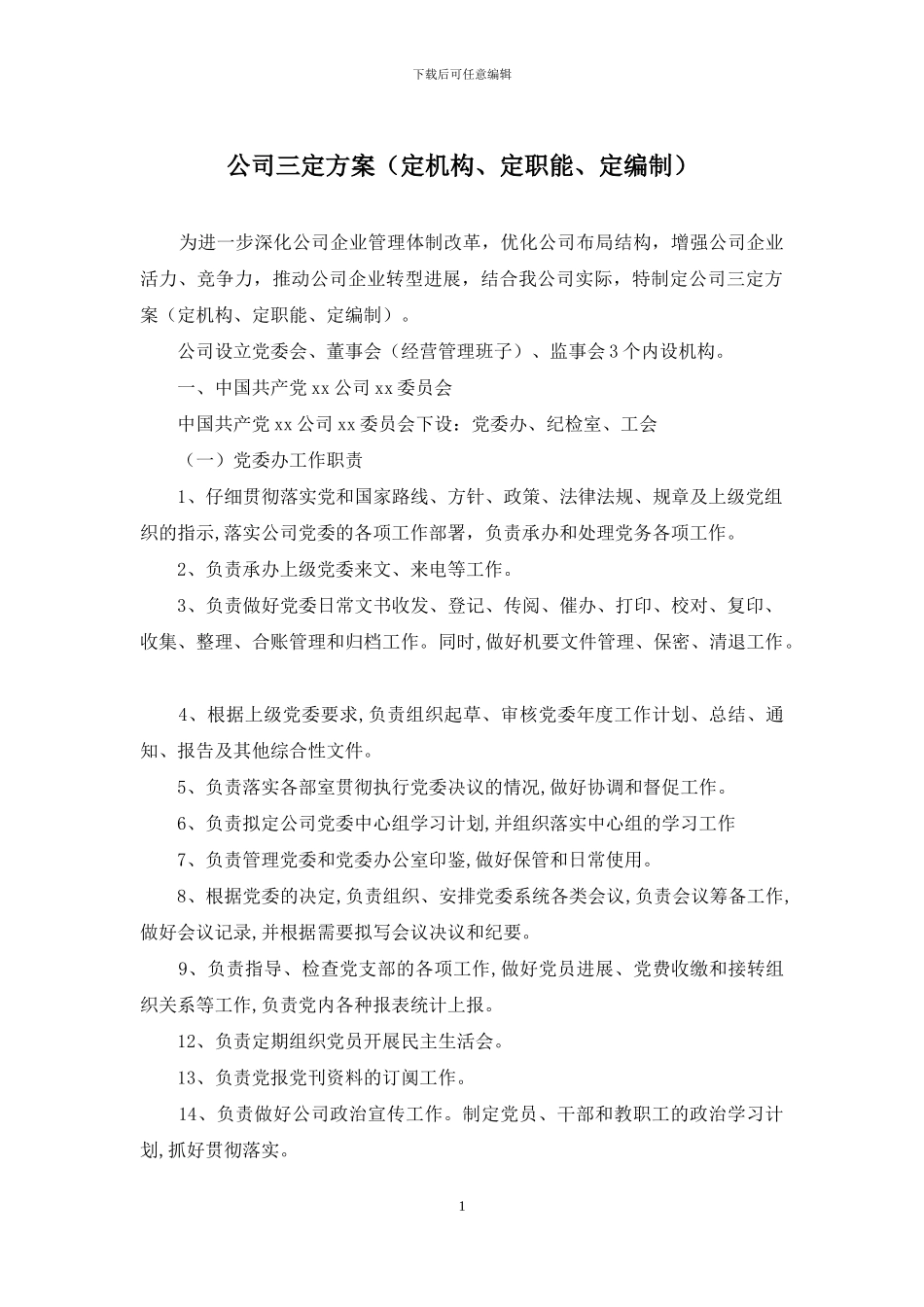公司三定方案_第1页