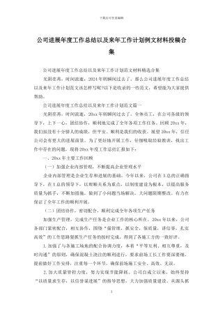 公司发展年度工作总结以及来年工作计划例文材料投稿合集