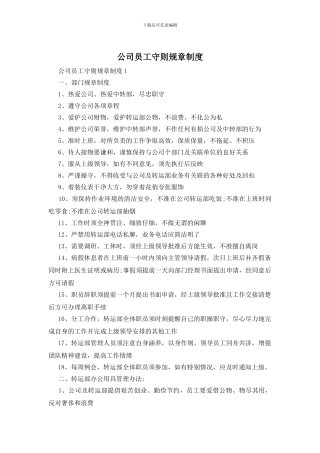公司员工守则规章制度