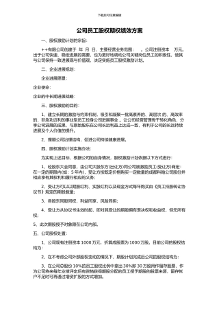 公司员工股权期权绩效方案
