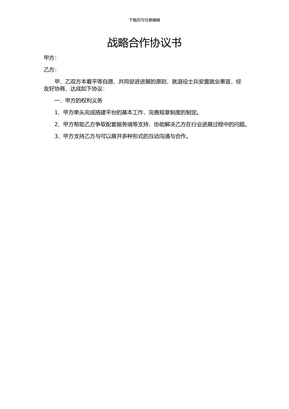 公司和政府战略合作协议_第1页