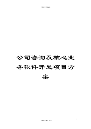 公司咨询及核心业务软件开发项目方案