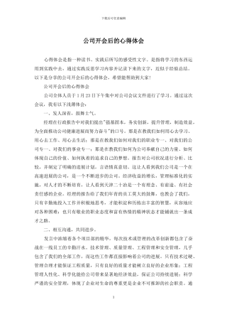 公司开会后的心得体会