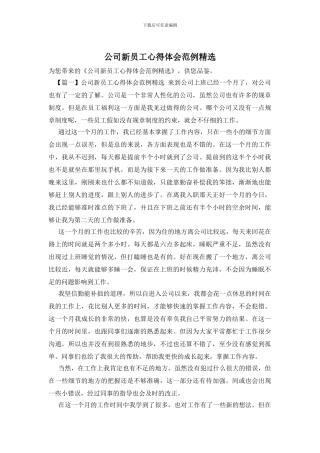 公司新员工心得体会范例精选