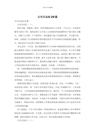 公司月总结20篇