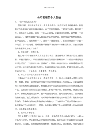 公司营销员个人总结