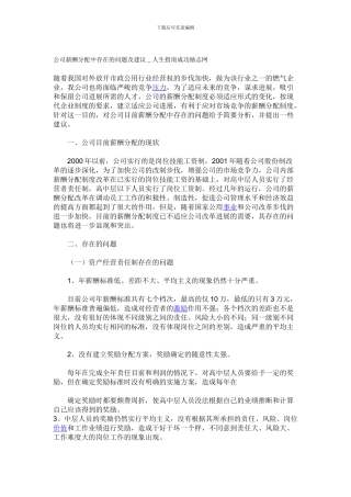 公司薪酬分配中存在的问题及建议