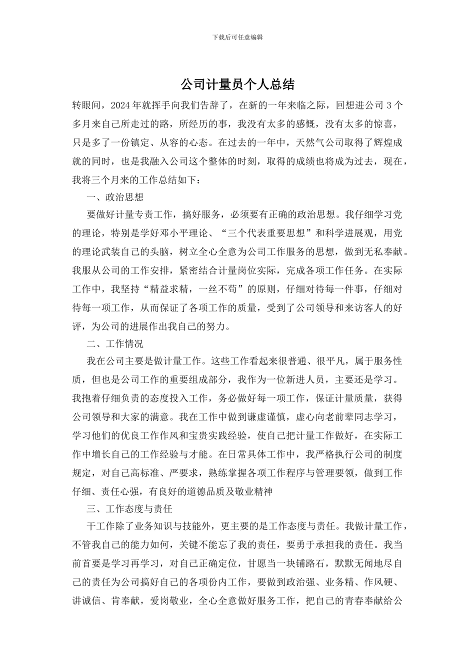 公司计量员个人总结_第1页