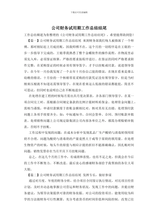 公司财务试用期工作总结结尾