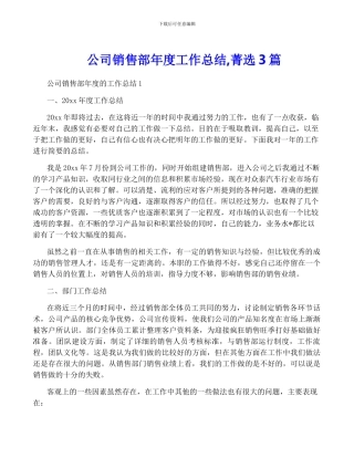 公司销售部年度工作总结-菁选3篇