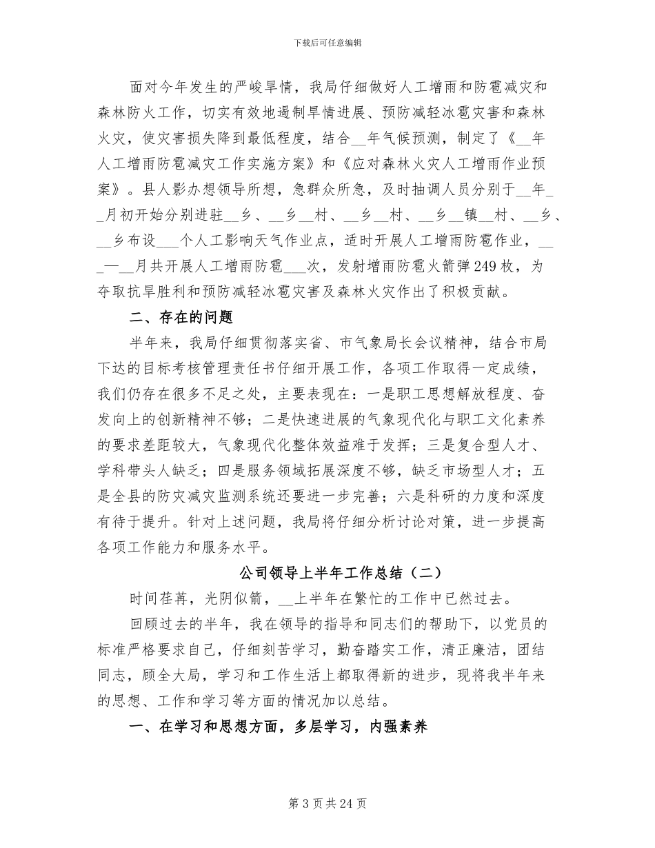 公司领导上半年工作总结2024年_第3页
