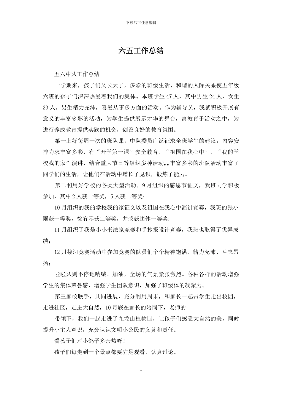 六五工作总结_第1页