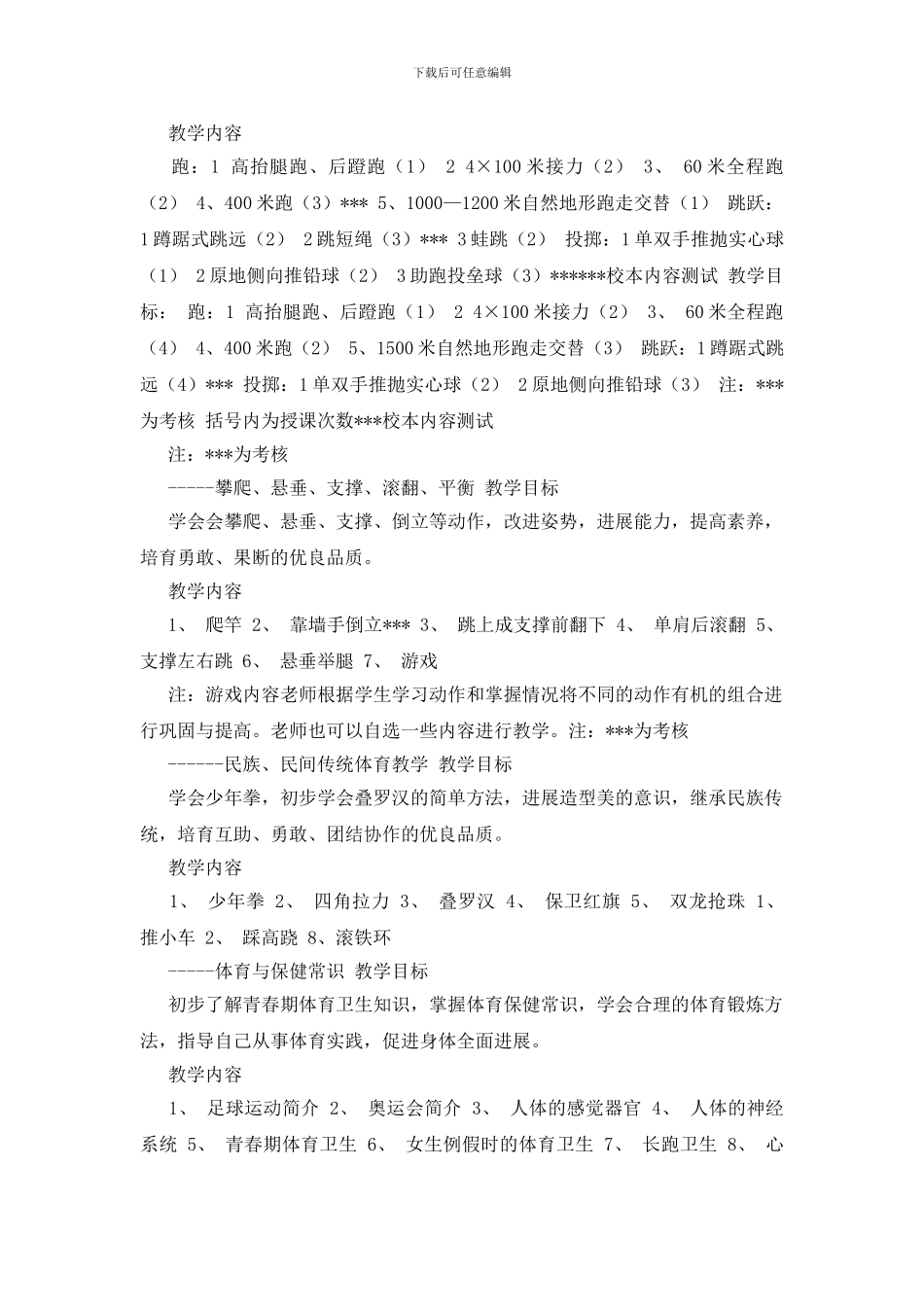 六年级上册体育教学计划范文汇编七篇_第3页
