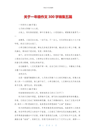 关于一年级作文300字锦集五篇