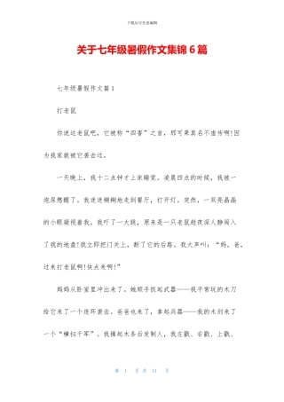 关于七年级暑假作文集锦6篇