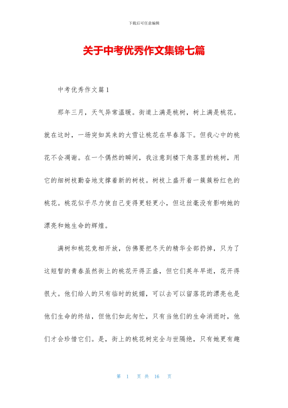 关于中考优秀作文集锦七篇_第1页