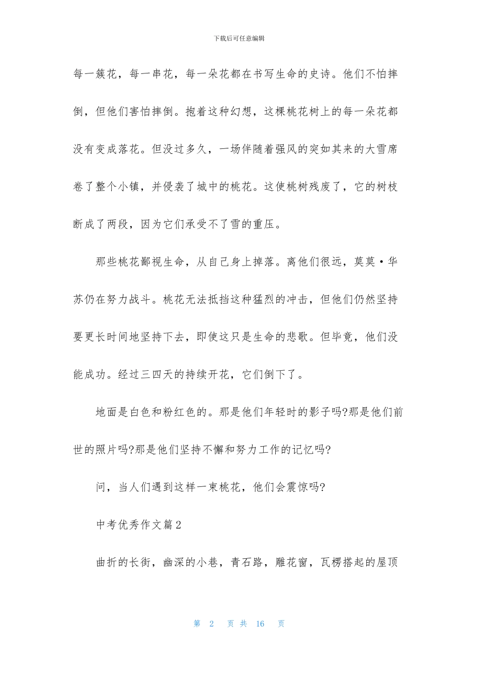 关于中考优秀作文集锦七篇_第2页