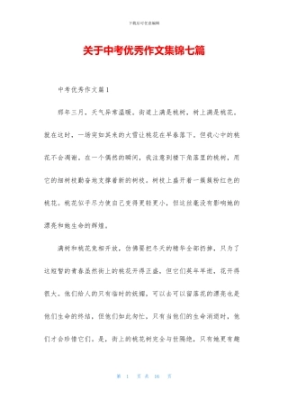 关于中考优秀作文集锦七篇