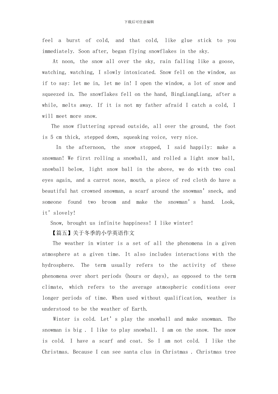 关于冬季的小学英语作文_第3页