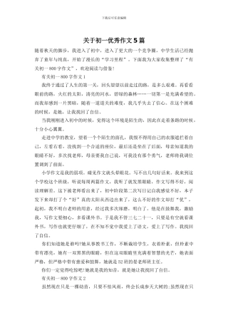 关于初一优秀作文5篇