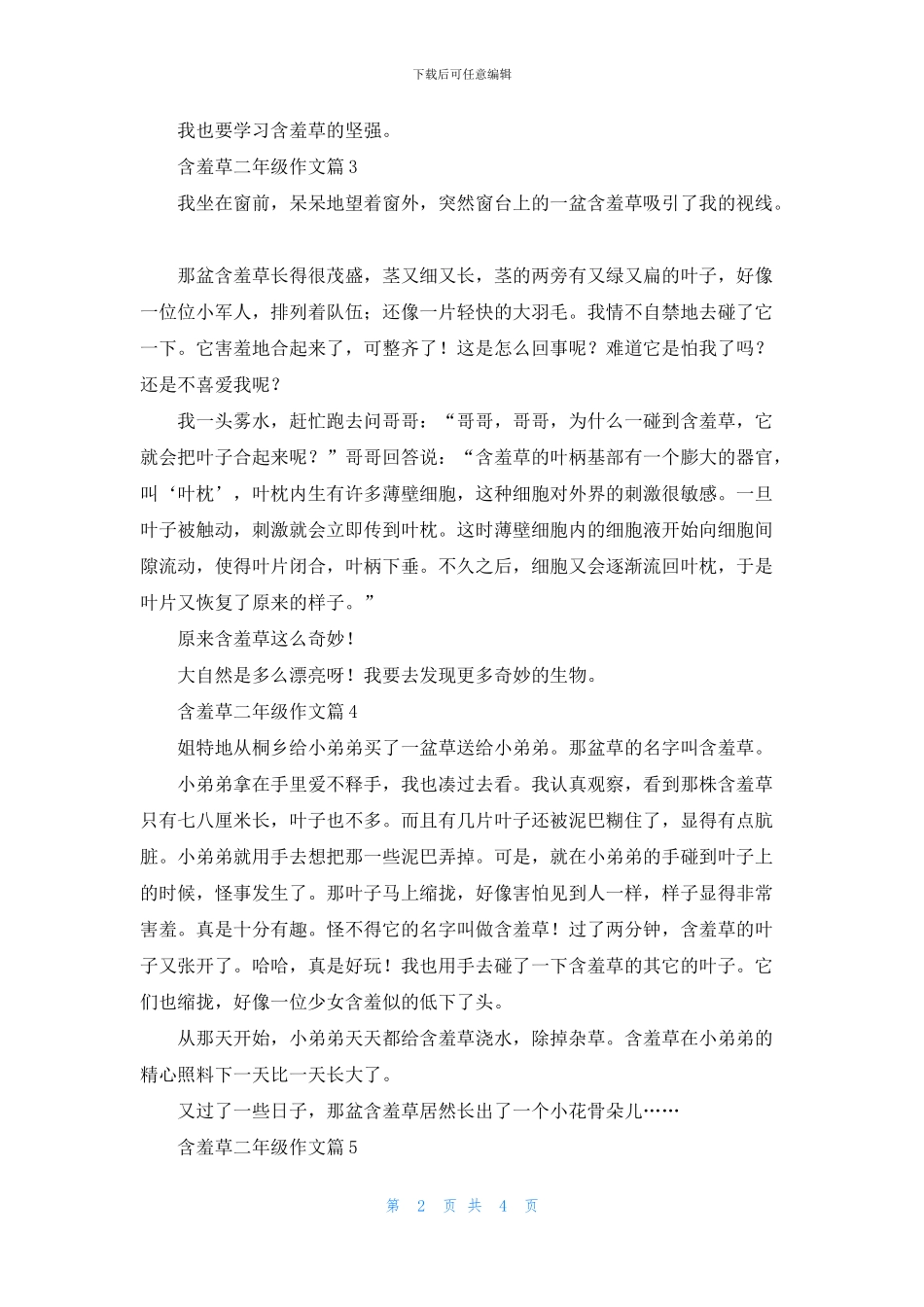 关于含羞草二年级作文8篇_第2页