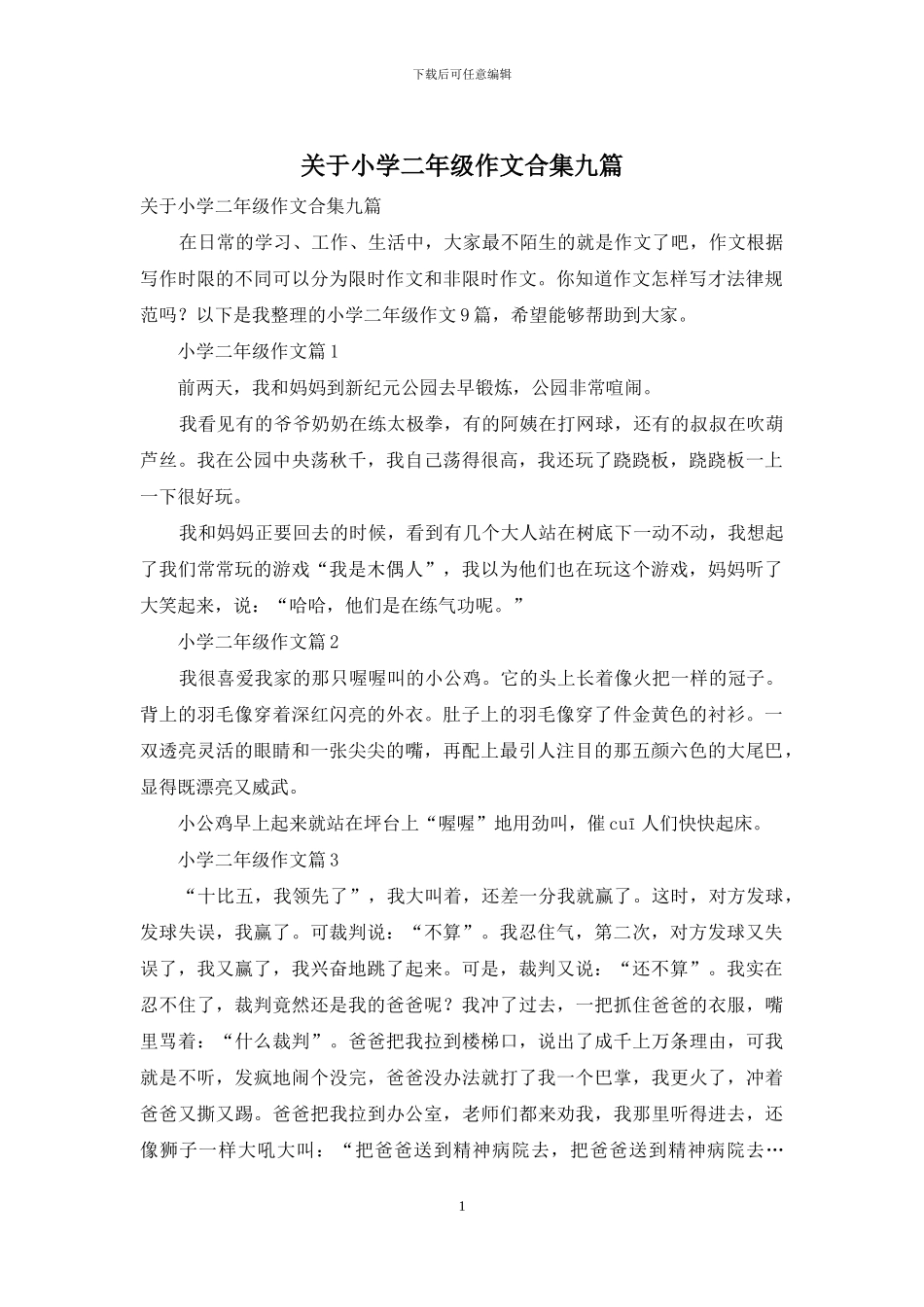 关于小学二年级作文合集九篇_第1页