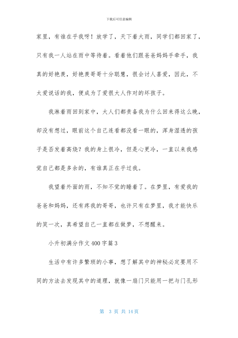 关于小升初满分作文400字汇总八篇_第3页