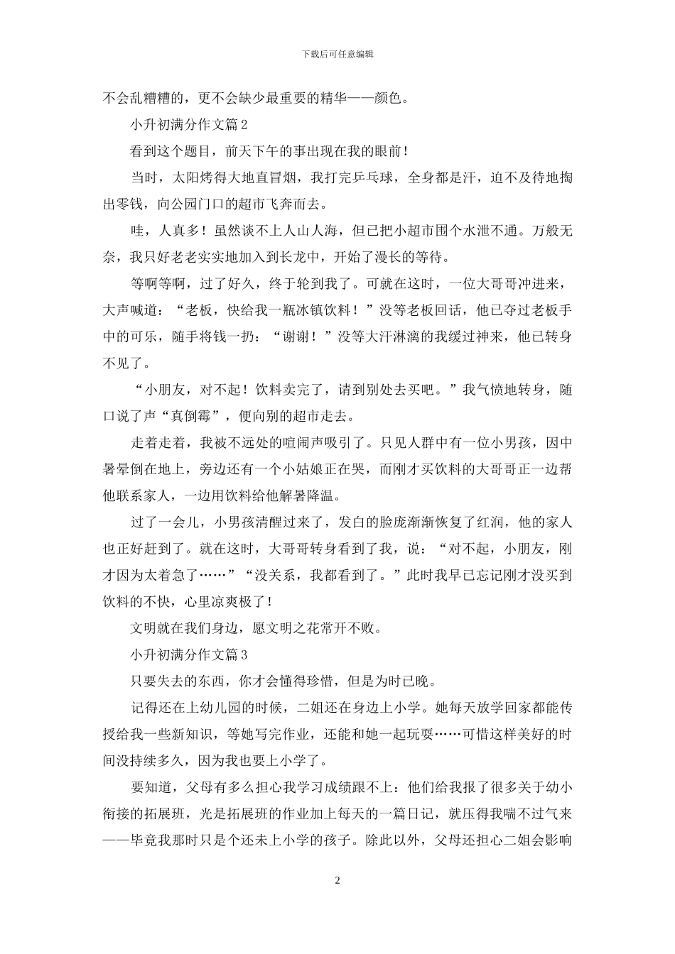 关于小升初满分作文集锦八篇_第2页