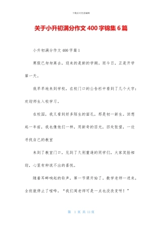 关于小升初满分作文400字锦集6篇