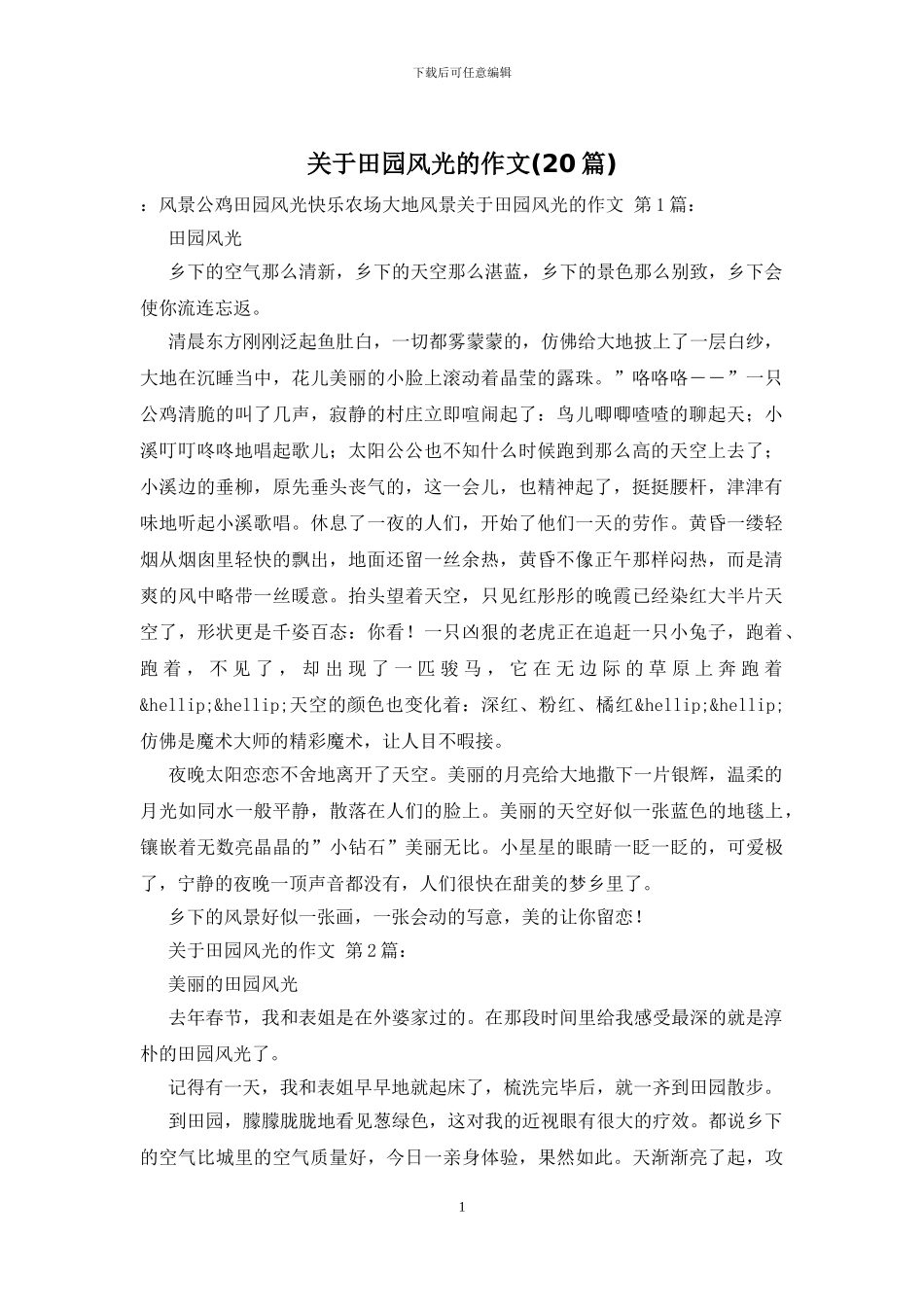 关于田园风光的作文_第1页