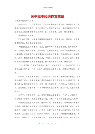 关于高中经历作文三篇