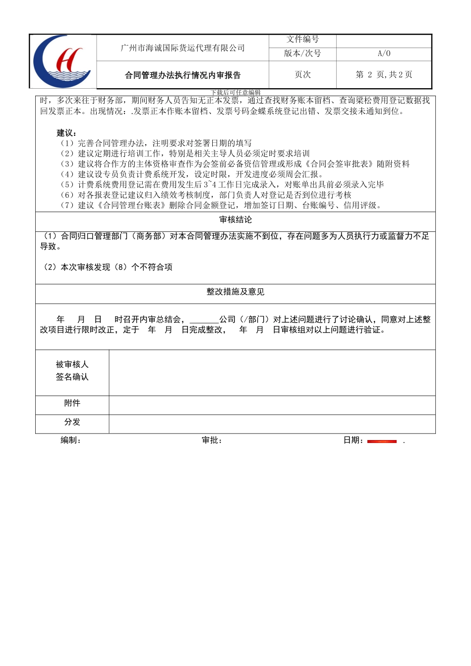 内审总结报告表_第2页
