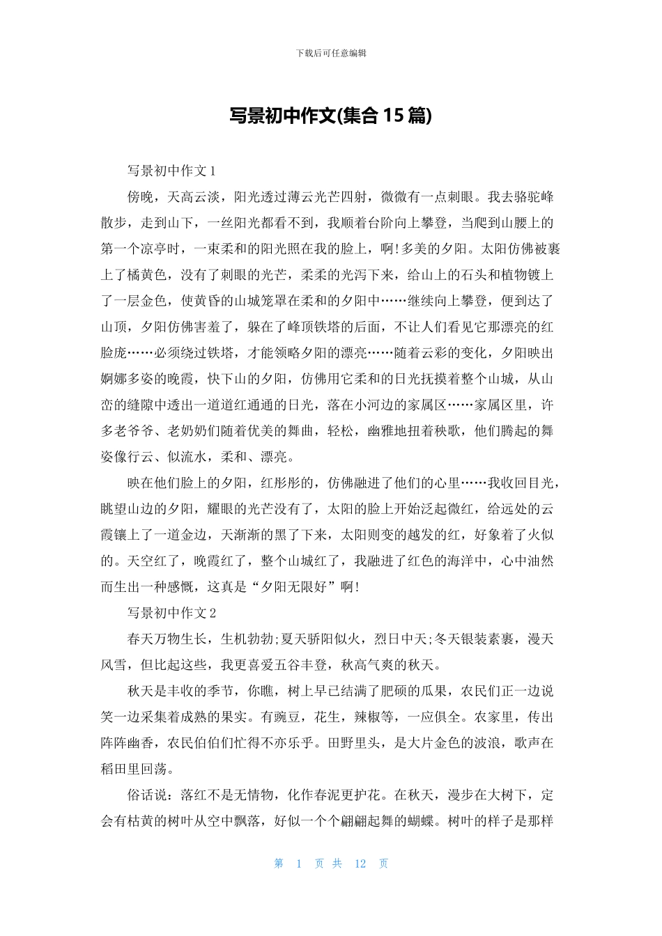 写景初中作文_第1页