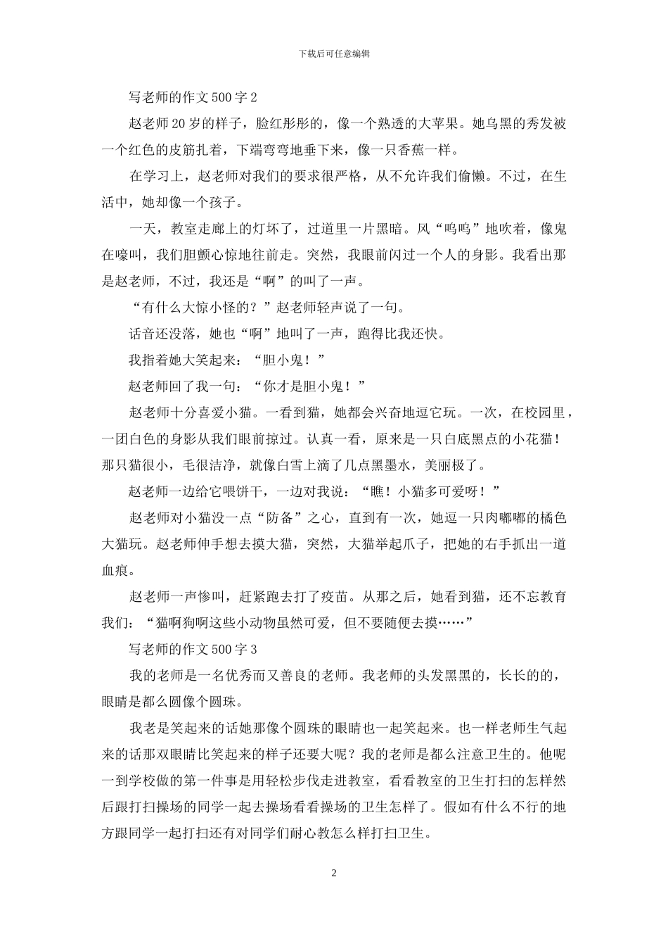 写老师的作文500字-1_第2页