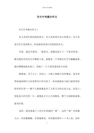 冬天中考满分作文