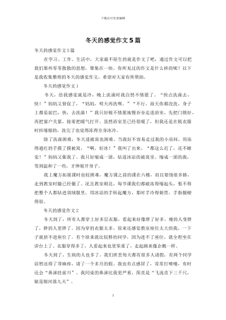 冬天的感觉作文5篇