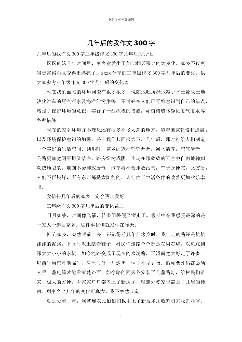 几年后的我作文300字_第1页