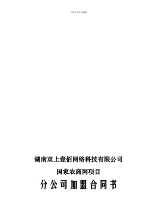 分公司加盟合同及分公司盈利模式