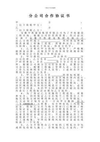 分公司合作协议书