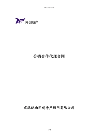 分销渠道合作代理合同