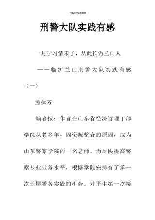 刑警大队实践有感