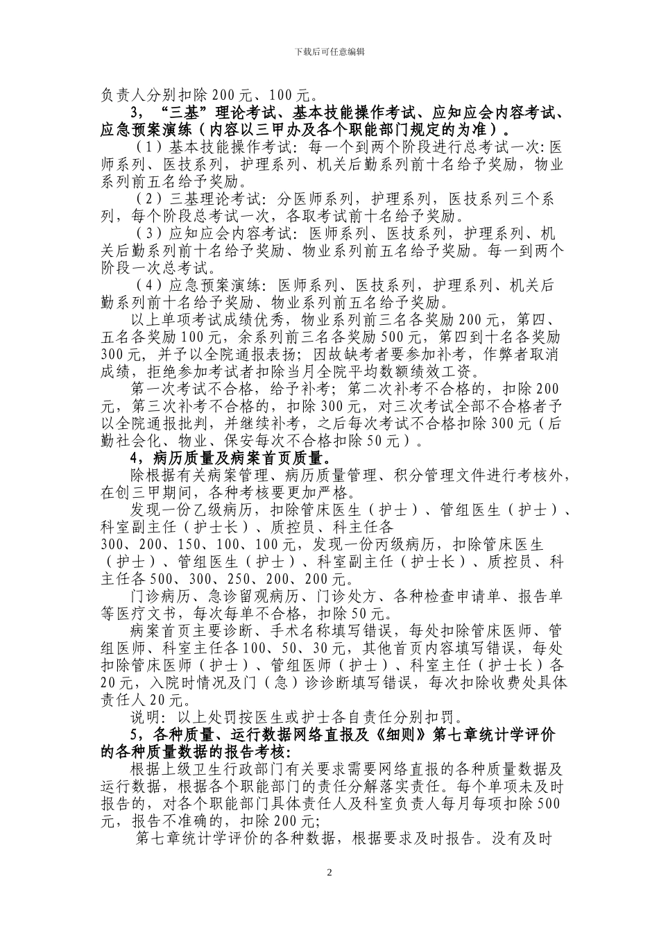 创三甲医院工作奖惩管理办法-修改好_第2页