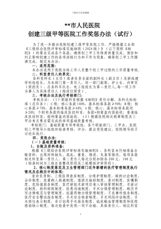 创三甲医院工作奖惩管理办法-修改好