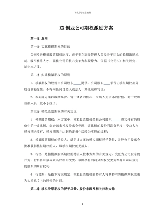 创业公司股权激励方案