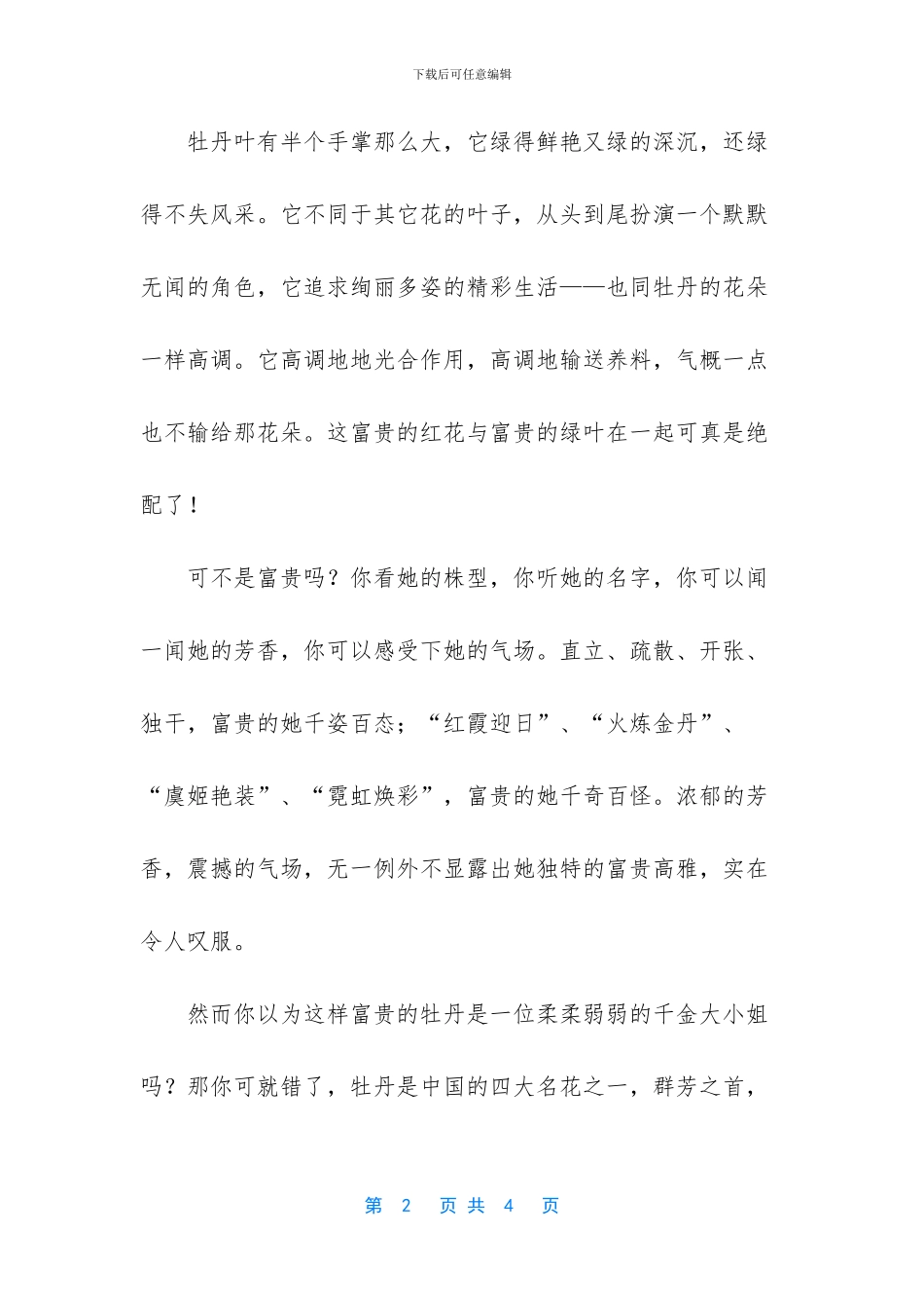 初一想象作文-富贵牡丹_第2页