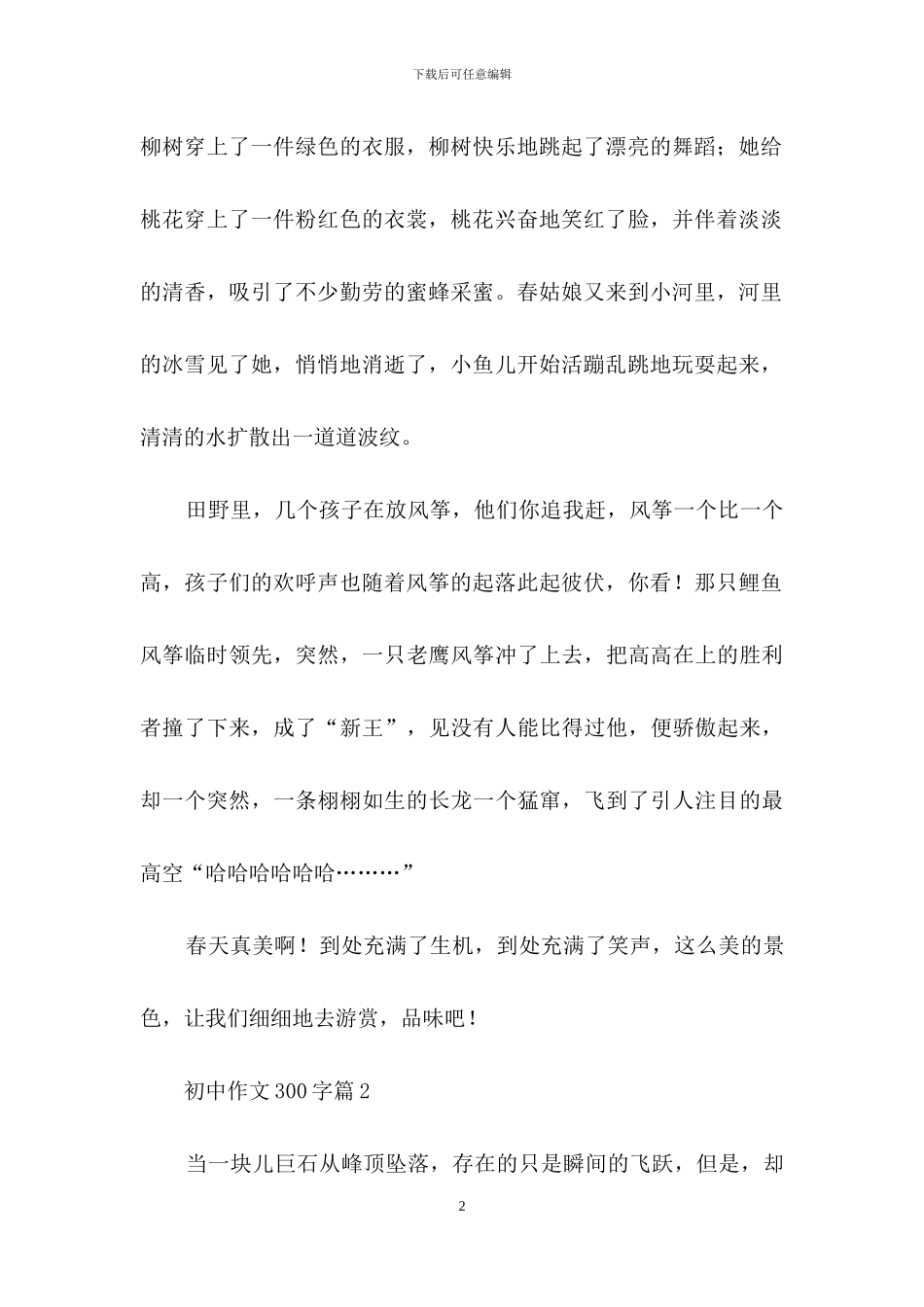 初中作文300字集锦10篇_第2页